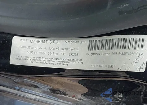 2014 Maserati Ghibli S Q4 from USA, damaged, VIN ZAM57RTA1E1103628